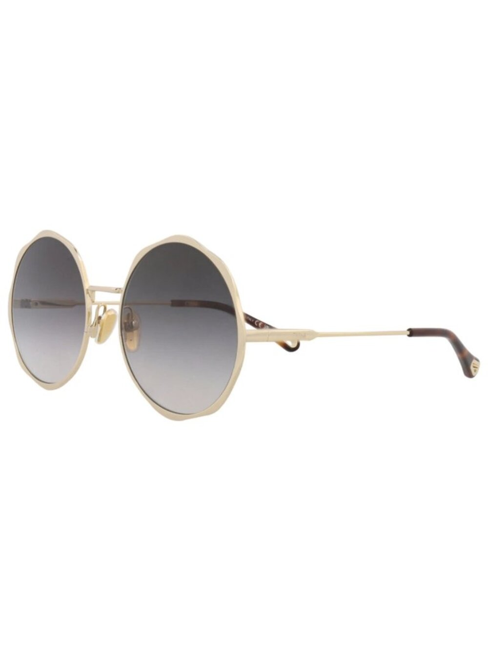 New Chloé Women's Sunglasses Round Oval Metal Frame Gold Gold Grey